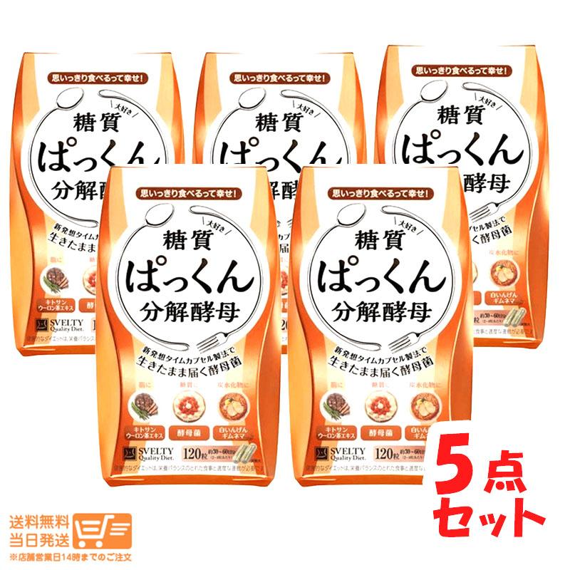 外箱折り畳み ぱっくん分解酵母 120粒 5個セット パックン 酵素