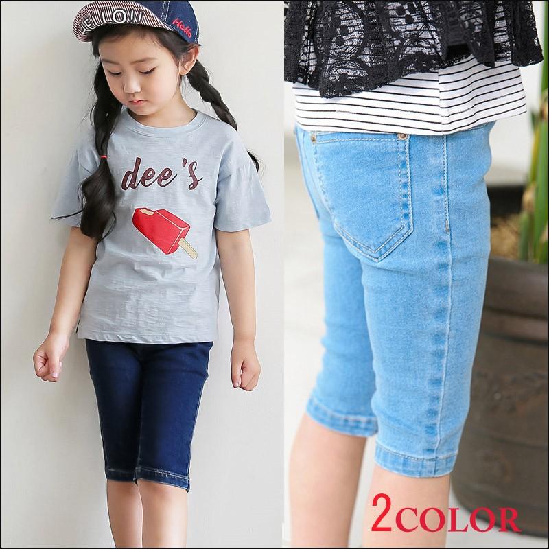 キッズ ショートパンツ 5分丈ダンバ デニムパンツ ジュニア 女の子 ズボン Cookieps 子供服kitohouse 通販 Yahoo ショッピング