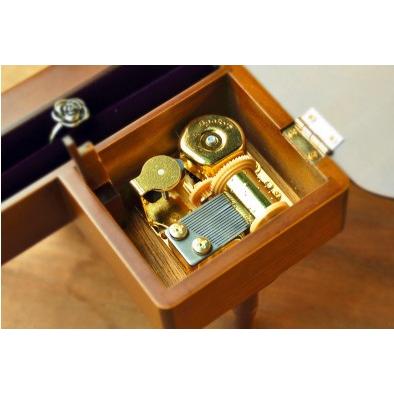 木製ミニアンティークグランドピアノ レッド オルゴール スツール付