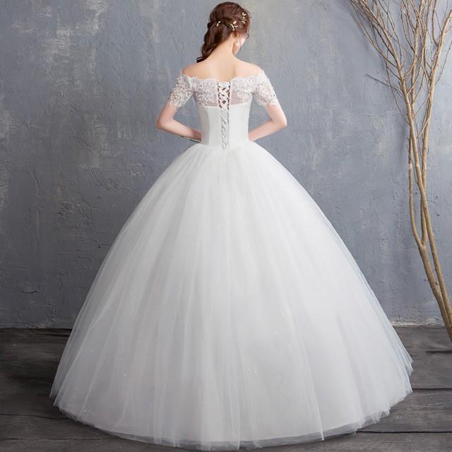 オフショルダー ウェディングドレス 花嫁 レース 結婚式 ベアトップ 贅沢 ロングドレス 編み上げ お洒落 エンパイア 白 ホワイト Kittyshop 通販 Yahoo ショッピング