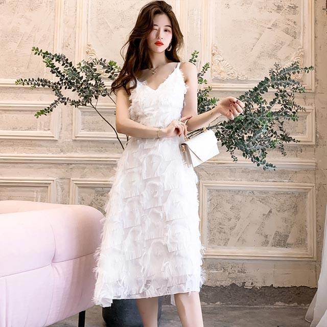 キャミワンピース タイトワンピ ミモレ丈 体型カバー 白 セクシー レディース ノースリーブ パーティー ドレス 夏 人気新作 着痩 Kittyshop 通販 Yahoo ショッピング