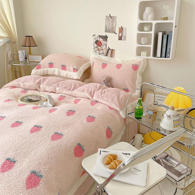 全8色 布団カバーセット ピンク イチゴ柄 可愛い 女児 女の子 男の子 敷カバーセット 3点セット 4点セット 掛カバー 冬 フランネル 起毛 厚手 暖か 布団カバー Kittyshop 通販 Yahoo ショッピング