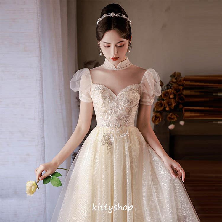 イブニングドレス 発表会ドレス ロングドレス プリンセスドレス 結婚式