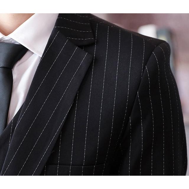 5点セット ジャケット ベスト パンツ 白長袖シャツ 黒ネクタイ カジュアル スタイリッシュスーツ 1つボタン ビジネス パーティー フォーマル ストライプ Kittyshop 通販 Yahoo ショッピング