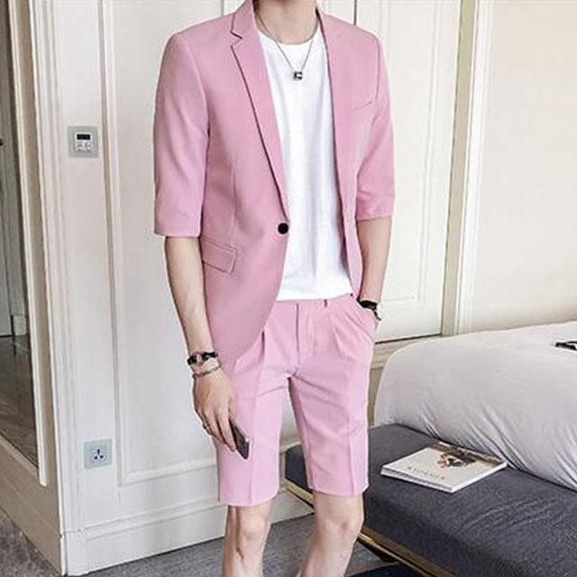 夏用 半袖ジャケット 短パンツ 黒ネクタイ カジュアル メンズスーツ ビジネス 一つボタン 3点セットアップ フォーマル スリム 上下セット 細身 紳士服 Kittyshop 通販 Yahoo ショッピング