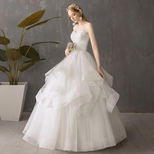 19 新作 ウェディングドレス プリンセスライン 編み上げ 花嫁ドレス ロング丈 Kittyshopの19 結婚式 二次会 忘年会 披露宴 花嫁ドレス プリンセスライン Kittyshop ノースリーブ ホワイト 安い買取 大阪