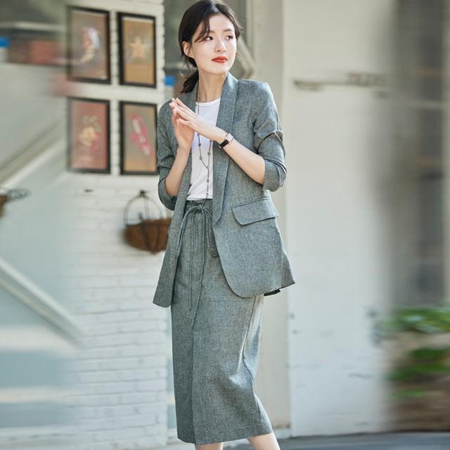 レディース パンツスーツ ひざ丈スカート 綿麻混 リネン 夏 薄手 カジュアル 上下セットスーツ 2点セットアップ スーツ 代 30代 40代 Kittyshop 通販 Yahoo ショッピング