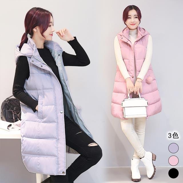 ダウンベスト ロング レディース インナーダウン ライトダウン 冬アウター フード付き ジャケット 無地 薄手 軽量 防寒 保温 Kittyshop 通販 Yahoo ショッピング
