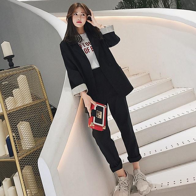 人気 パンツスーツ レディース スーツ 入学式 卒園式 代 30代 2点セット フォーマルスーツ Ol 通勤 細身 カジュアル 韓国風 セットアップ スーツ Lh Kittyshop 通販 Yahoo ショッピング