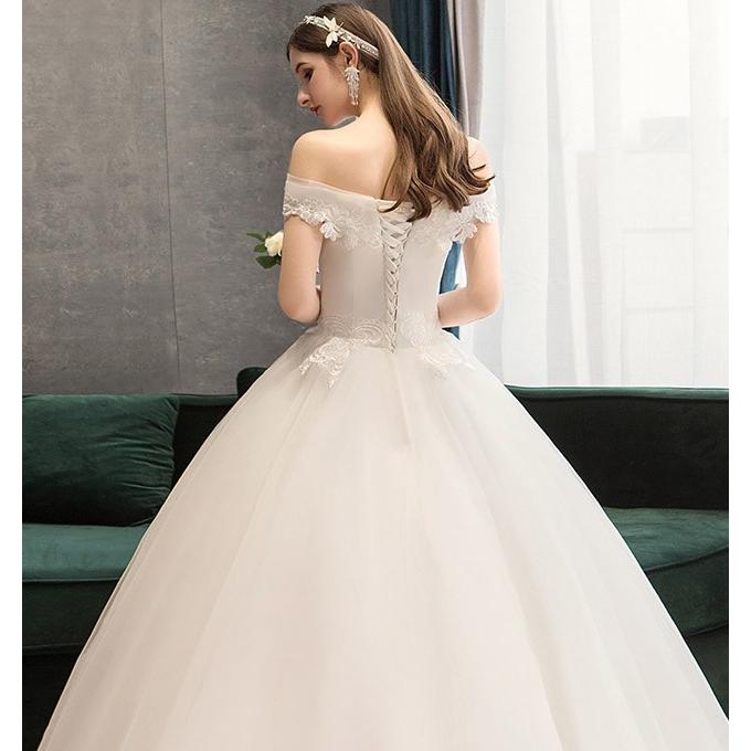 激安 オフショルダードレス 結婚式 花嫁 ウェディングドレス ブライダルドレス 編み上げ チュール ホワイトドレス 刺繍 お洒落 Lh Kittyshop 通販 Yahoo ショッピング