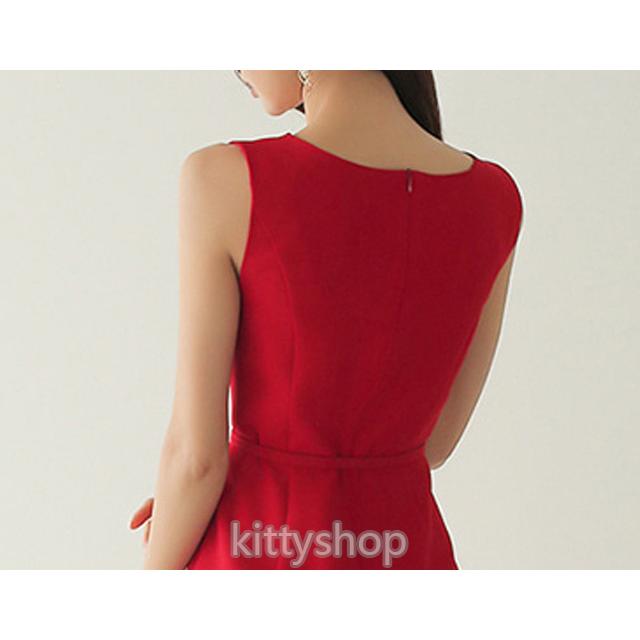 ファッション 赤 ワンピース フォーマル 通勤 Ol 膝丈ワンピース ノースリーブ タイトワンピース ひざ丈 代 30代 ワンピースドレス パーティー 二次会 Aynaelda Com