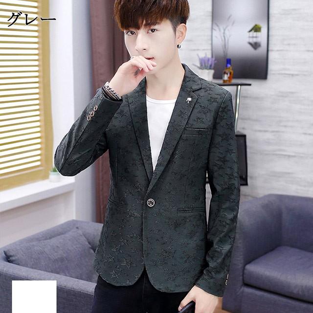 テーラードジャケット メンズ 白 黒 星柄 かっこいい サマージャケット 長袖 カジュアル ブレザー 大きいサイズ 春アウター 専門店では