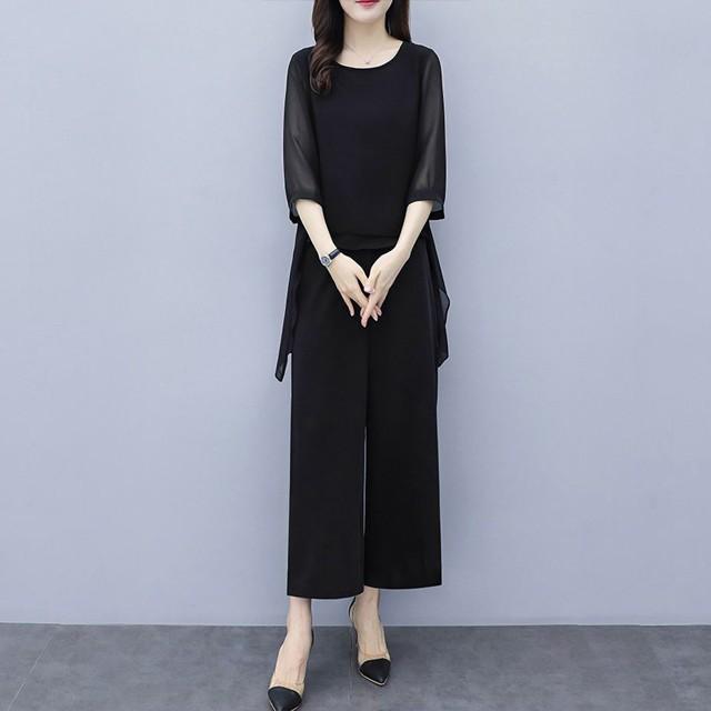 時間指定不可 ガウチョパンツ 黒 白 セットアップ レディース 結婚式 卒園式 ママ 30代 40代 50代 パンツドレス お呼ばれ 大きいサイズ 体型カバー Simbcity Net