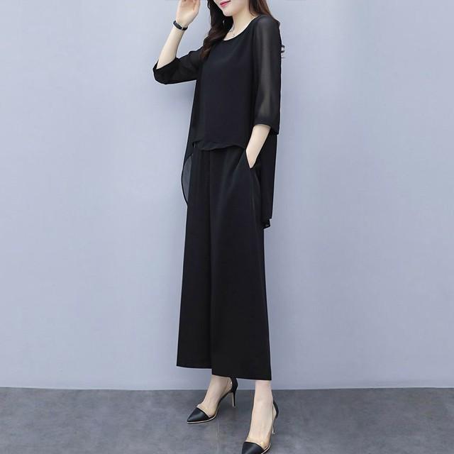時間指定不可 ガウチョパンツ 黒 白 セットアップ レディース 結婚式 卒園式 ママ 30代 40代 50代 パンツドレス お呼ばれ 大きいサイズ 体型カバー Simbcity Net