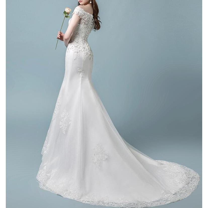 ボートネック マーメイドドレス ウェディングドレス オフショルダー 白 ホワイト 結婚式ドレス 代 30代 花嫁ドレス 披露宴ドレス 大きいサイズ Lh Kittyshop 通販 Yahoo ショッピング