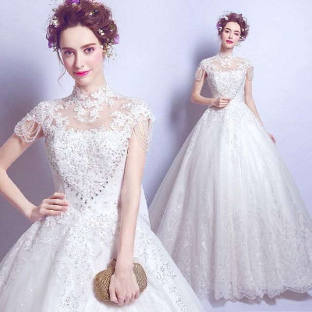 ウェディングドレス Aライン ロング丈 ロングドレス 結婚式ドレス 立ち襟 チャイナドレス フリンジ ラインストーン キレイめ ホワイトドレス 披露宴 挙式 花嫁 Www Sunnyfriend Com Tw