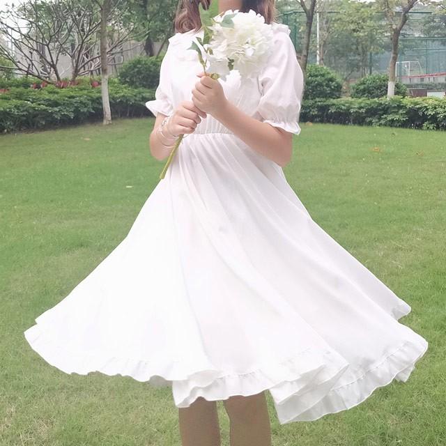 白ワンピース 膝丈ワンピース レディース 袖あり 半袖 Aラインワンピース 体型カバー 代 ホワイトワンピース 可愛い 二次会 お呼ばれ 夏 ワンピース Lh Kittyshop 通販 Yahoo ショッピング