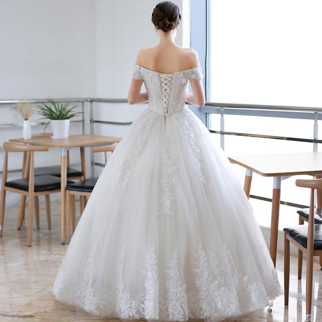 ウェディングドレス オフショル ホワイトドレス Aライン 結婚式 プリンセスドレス ボートネック お洒落 ドレス 花嫁 披露宴 挙式 Lh Kittyshop 通販 Yahoo ショッピング