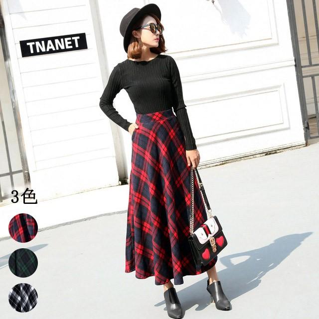 ラシャスカート レディース Aラインスカート チェック柄 ロングスカート ハイウエスト 代 30代 40代 マキシスカート 秋 冬 お洒落 ウール混 ボトムス Lh Kittyshop 通販 Yahoo ショッピング
