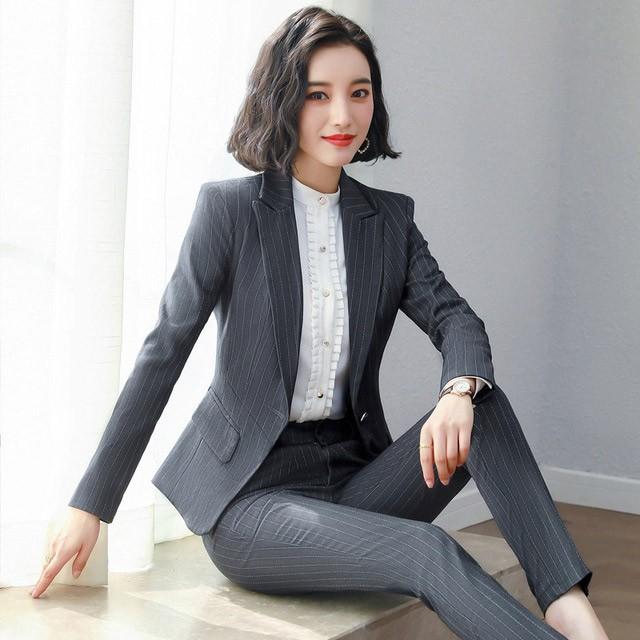 スーツ レディース グレー ストライプ 2点セット フォーマル パンツスーツ 通勤 Ol オフィス ビジネススーツ スカートスーツ 事務服 制服 入社 Lh Kittyshop 通販 Yahoo ショッピング
