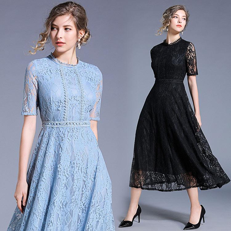 レースワンピース 黒 パーティー 二次会 レースドレス 長袖 代 30代 40代 お呼ばれ ロングワンピース レース ミモレ丈 Aラインワンピース 着痩せ 上品 Lh Kittyshop 通販 Yahoo ショッピング