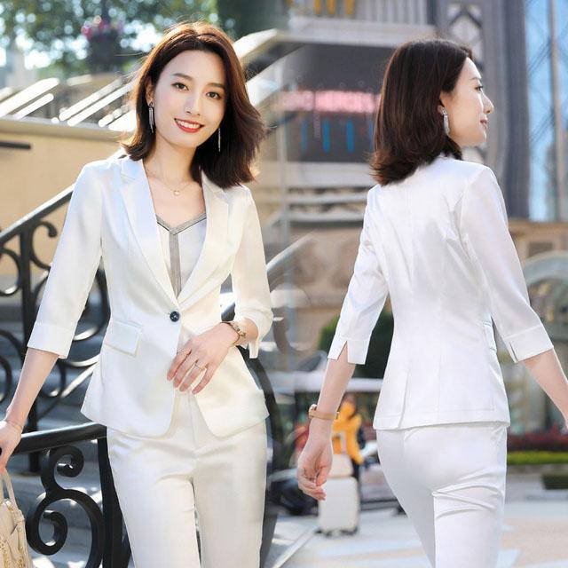ホワイト パンツスーツ レディース 夏 2点セット テーラードジャケット 7分袖 通勤 Ol オフィス ビジネス スーツ フォーマル 大きいサイズ セレモニースーツ Lh Kittyshop 通販 Yahoo ショッピング