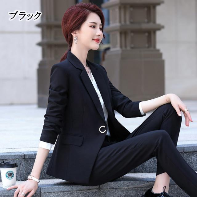 スーツ レディース ブラック グレー フォーマル オフィススーツ 春 秋 パンツスーツ 2点セット 大きいサイズ 通勤 Ol ブルー オレンジ セレモニースーツ Lh Kittyshop 通販 Yahoo ショッピング