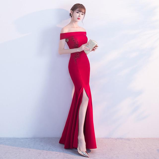 ボートネック オフショルダー イブニングドレス スリット マーメイドドレス ワイン赤 ロングドレス 結婚式 ゲストドレス 二次会 パーティードレス Lh0116 Kittyshop 通販 Yahoo ショッピング