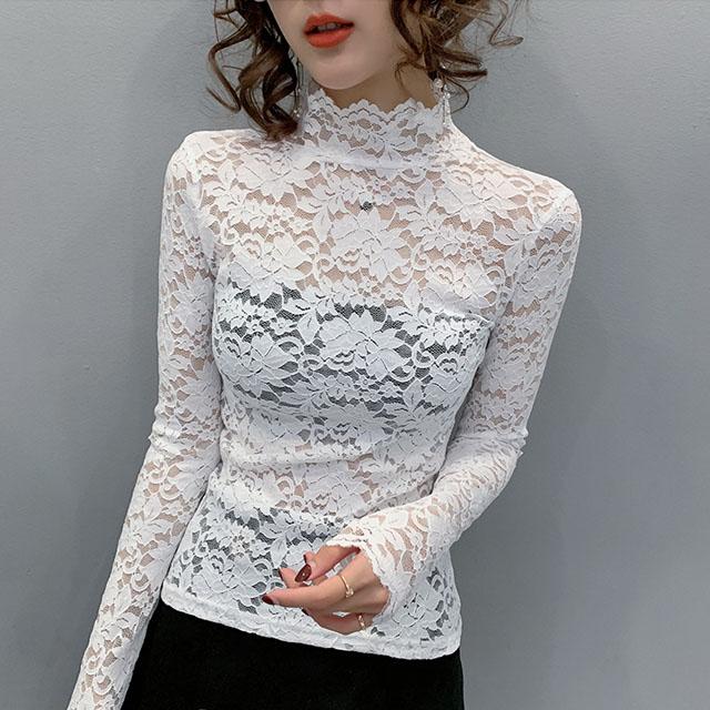 セクシー レース ブラウス レディース ハイネック 総レース 透かし彫り 長袖 トップス インナーウェア コーデ 代 30代 大きいサイズ タイト Lh Kittyshop 通販 Yahoo ショッピング
