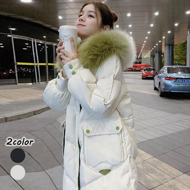 フード付き ロング 中綿コート レディース ダウンコート ホワイト ブラック ファー 毛皮 お洒落 ロングコート 中綿ダウンコート アウター 冬服 代 30代 Lh Kittyshop 通販 Yahoo ショッピング
