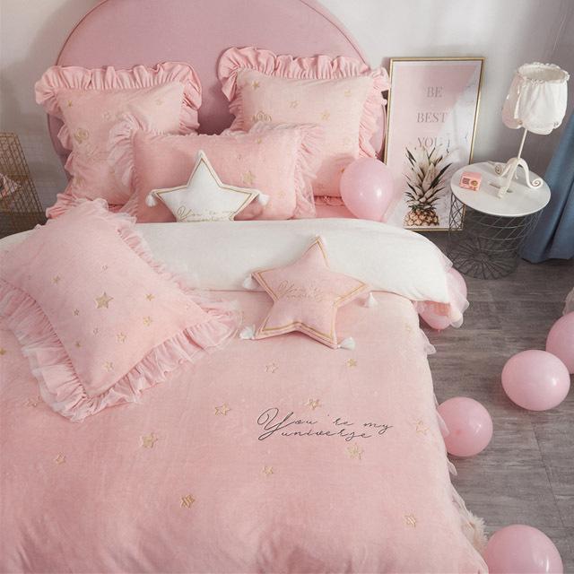 韓国 布団カバー お姫様 布団カバーセット フリル 可愛い ピンク 寝具カバーセット 冬 フランネル 暖かい ベッド用品 敷カバー 掛カバー 枕カバー グレー Lh Kittyshop 通販 Yahoo ショッピング