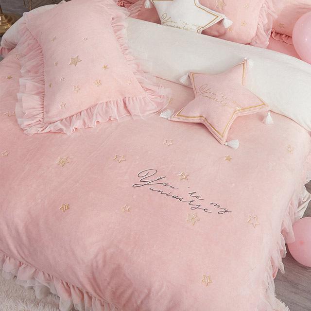 韓国 布団カバー お姫様 布団カバーセット フリル 可愛い ピンク 寝具カバーセット 冬 フランネル 暖かい ベッド用品 敷カバー 掛カバー 枕カバー グレー Lh Kittyshop 通販 Yahoo ショッピング