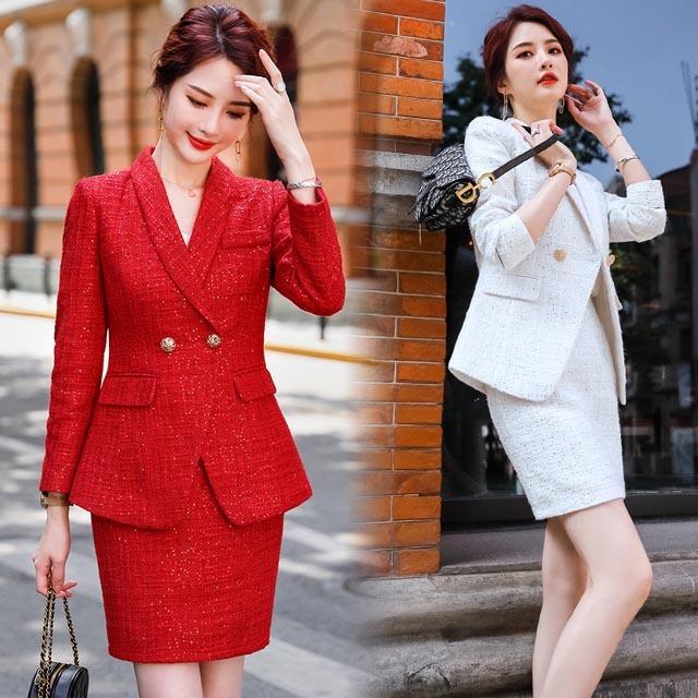 ツイード スーツ レディース スカートスーツ 白 赤 ツイードジャケット スーツ 春 秋 オシャレ 結婚式 卒園式 30代 40代 フォーマルスーツ 大きいサイズ Lh Kittyshop 通販 Yahoo ショッピング