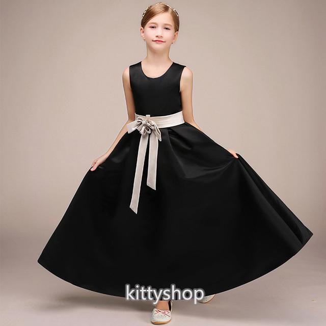 ピアノ発表会ドレス 女児 女の子 ロングドレス ブラック サテンドレス リボン ワンピース フォーマル 子供ドレス 女児ドレス 発表会ドレス ステージ衣装 子供服 Lh Kittyshop 通販 Yahoo ショッピング
