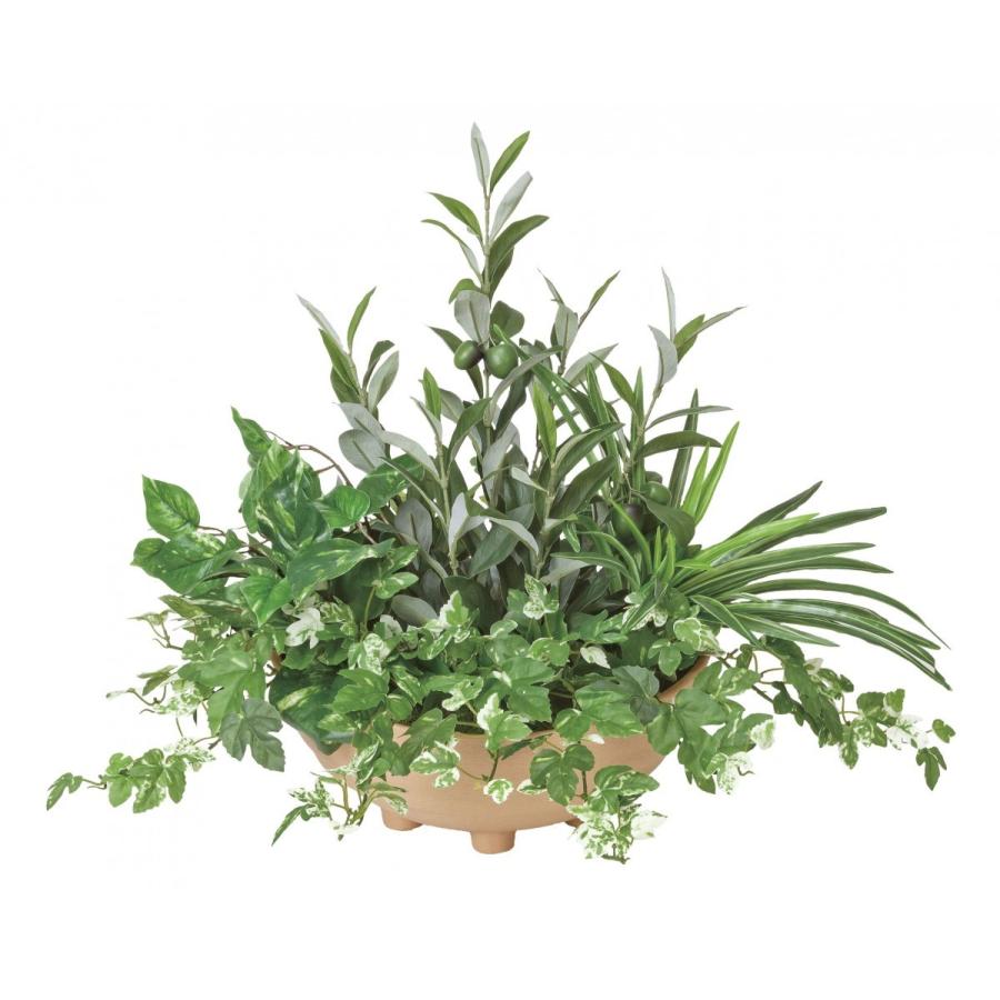 フェイクグリーン インテリア 寄せ植えオリーブ 観葉植物 造花 装飾 自宅 店舗