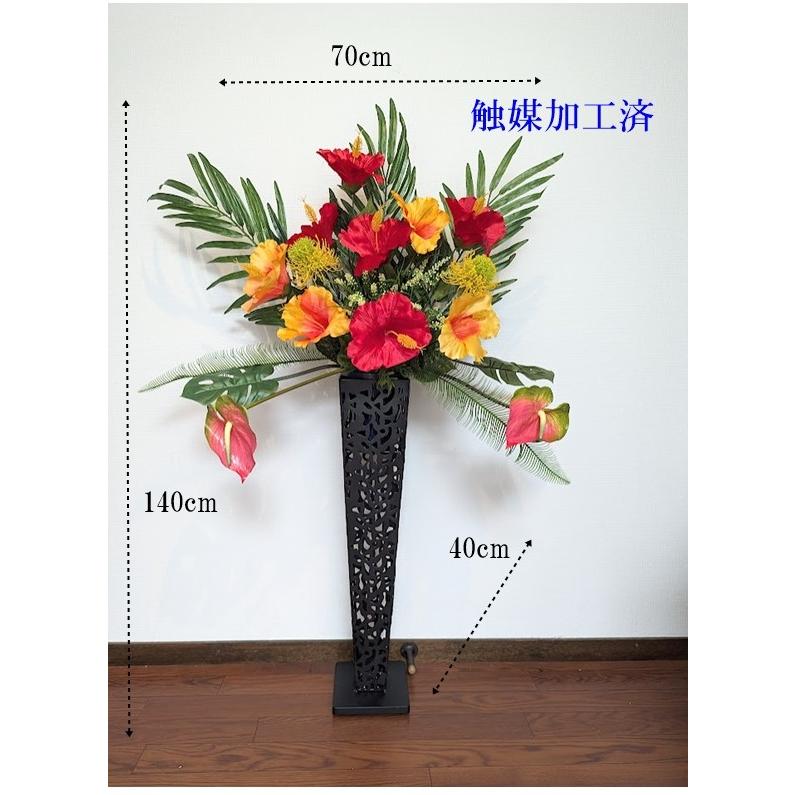 造花 トロピカル ハイビスカススタンドアレンジ 夏フラワー 展示場