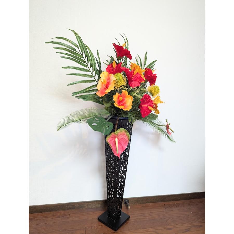 造花 トロピカル ハイビスカススタンドアレンジ 夏フラワー 展示場