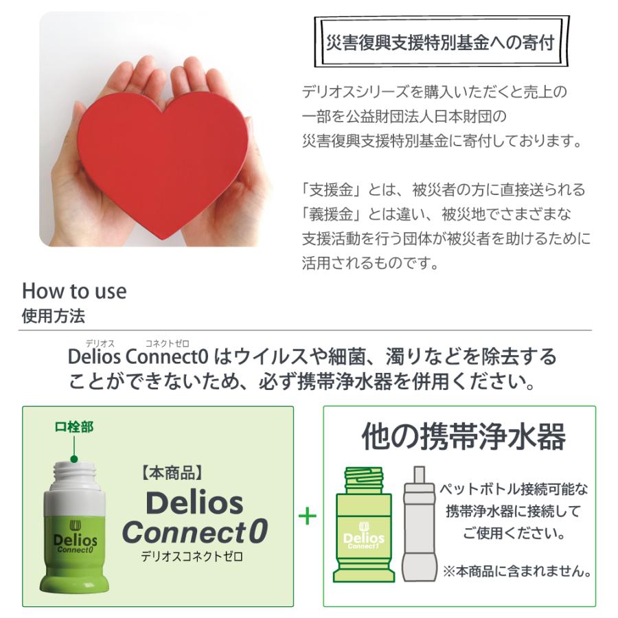 【におい除去＆味をおいしく】デリオス コネクト0 携帯浄水器 日本製 防災グッズ 活性炭 ／【中空糸膜の浄水器に繋げて使う専用カートリッジ 】繰り返し利用可能 | キッツマイクロフィルター | 10