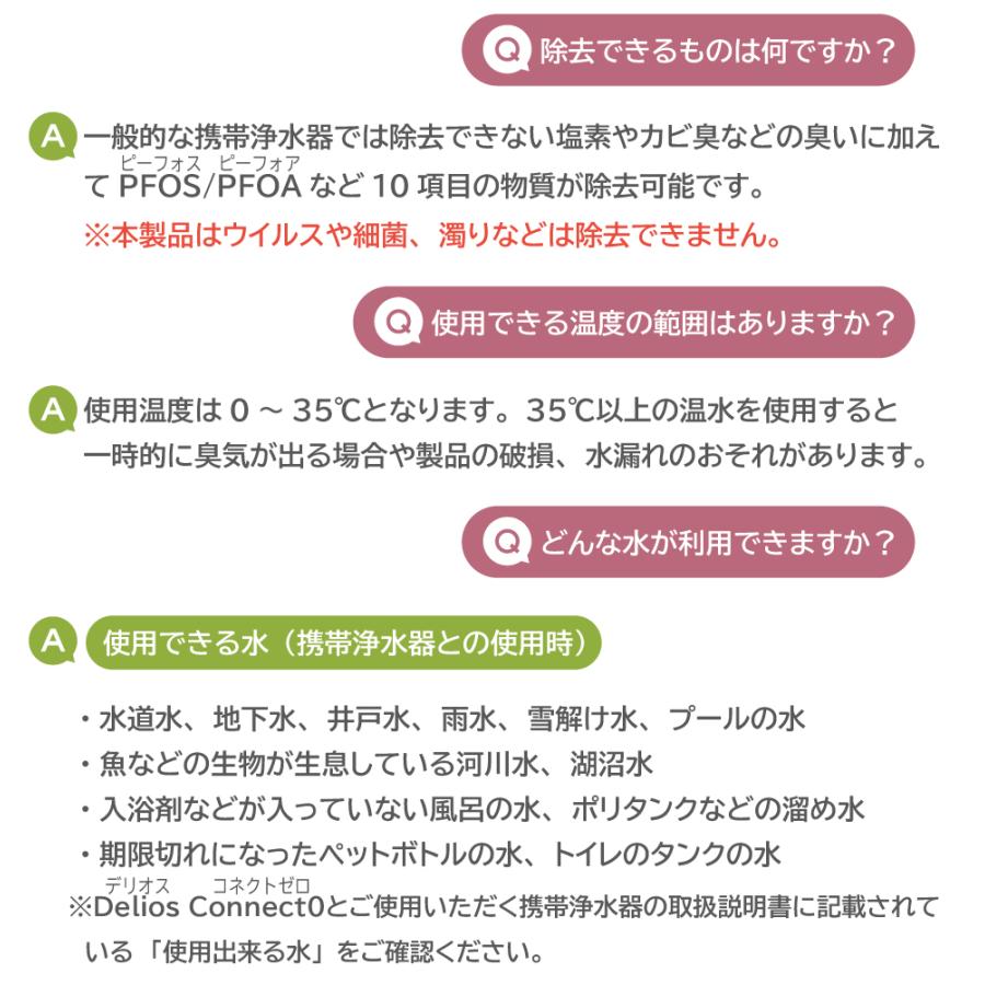 【におい除去＆味をおいしく】デリオス コネクト0 携帯浄水器 日本製 防災グッズ 活性炭 ／【中空糸膜の浄水器に繋げて使う専用カートリッジ 】繰り返し利用可能 | キッツマイクロフィルター | 13