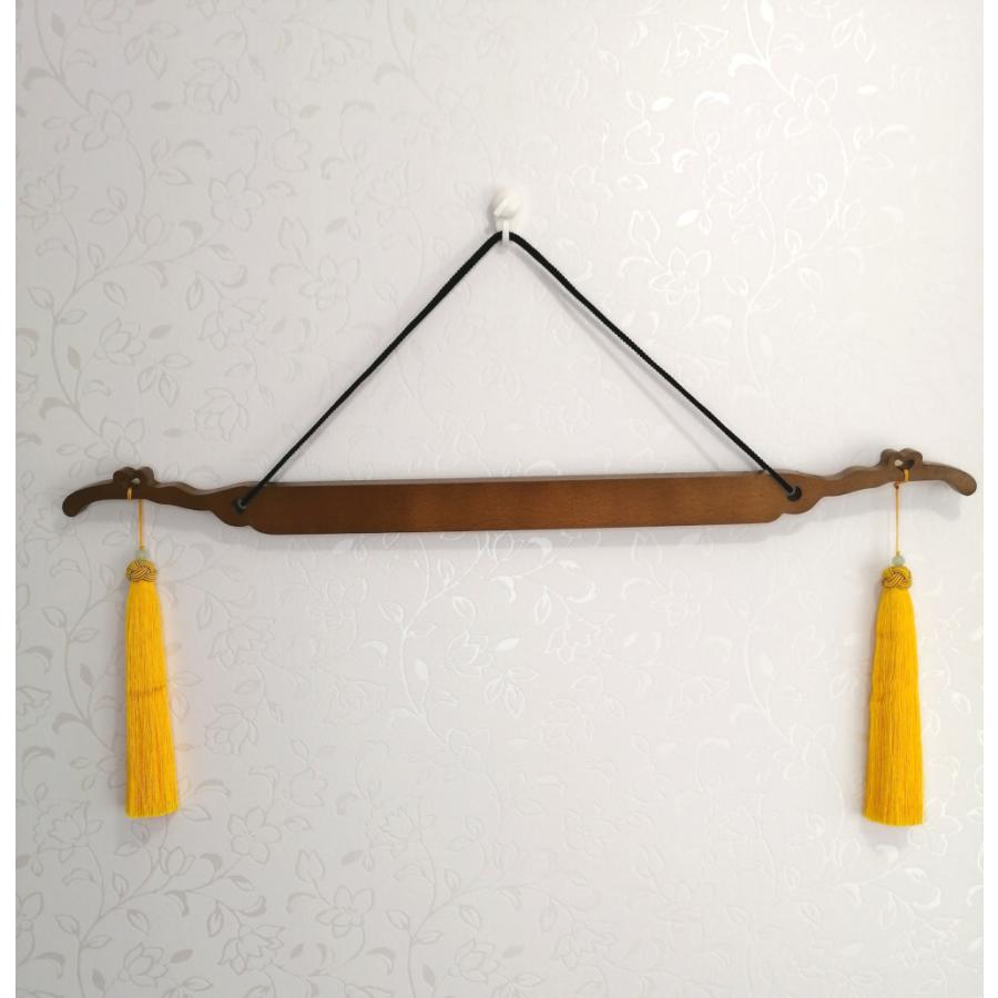 天然木ハンガー タペストリー棒とタッセル 掛け紐 4点セット 豪華