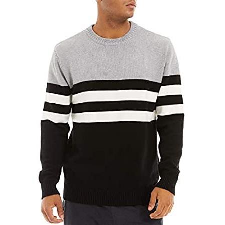 注目のブランド Us カラーブロックストライプ ソフトサーマルニットスウェットシャツ クルーネックセーター メンズ