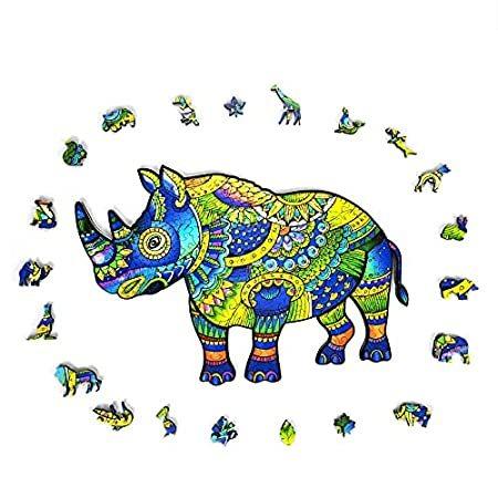 【5％OFF】 Wooden Puzzles for Adults, Rhino Wooden Jigsaw Puzzles, 150 Pcs Irregular U ジグソーパズル