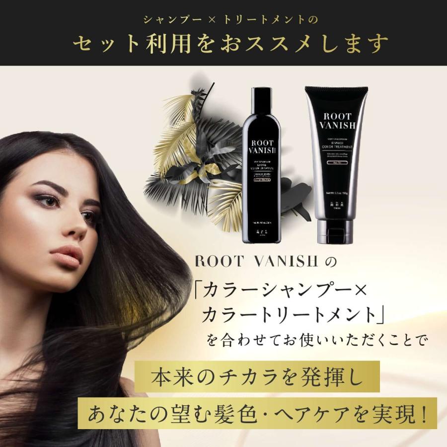ROOT VANISH カラーシャンプー・トリートメント・白髪隠しブラシセット 綺和美 白髪染めコンプリート3点セット 白髪染め カラー