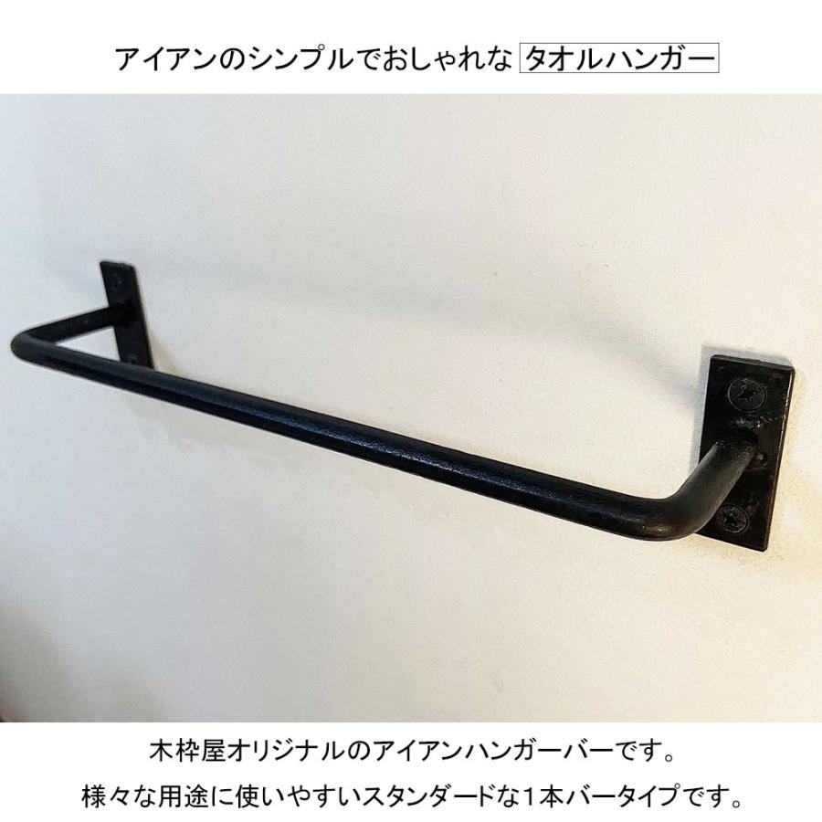 タオルハンガー 洗面所 アイアン タオル掛け 壁付け 黒 /H50×W260mm 1