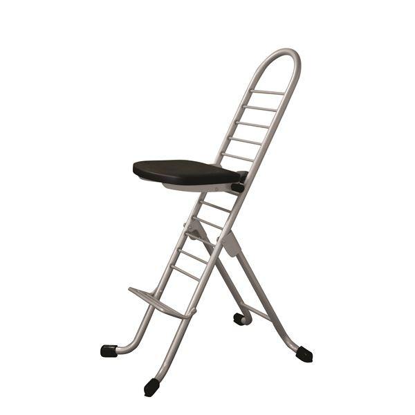 【本日特価】 シンプル スチールパイプ〔代引不可〕 SH31〜84cm 〔ブラック×シルバー〕 折りたたみ椅子 チェア用床保護マット