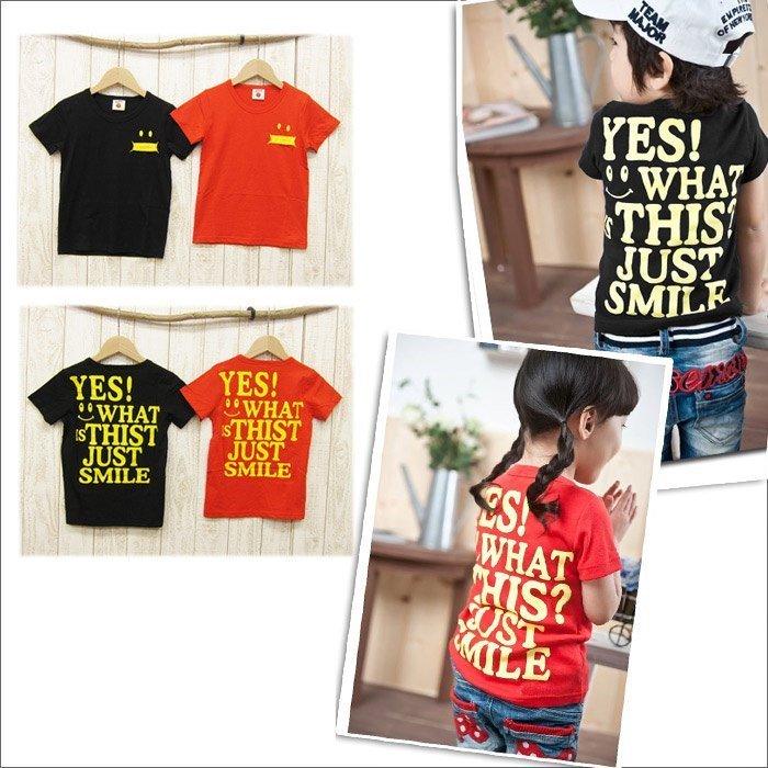 子供服 キッズ バックに英字プリント 胸元フェイス刺繍 おもしろtシャツ 半袖tシャツ 150cmのみ ジュニア 男の子 女の子 オレンジのみ トップス 011 きっぷや 通販 Yahoo ショッピング