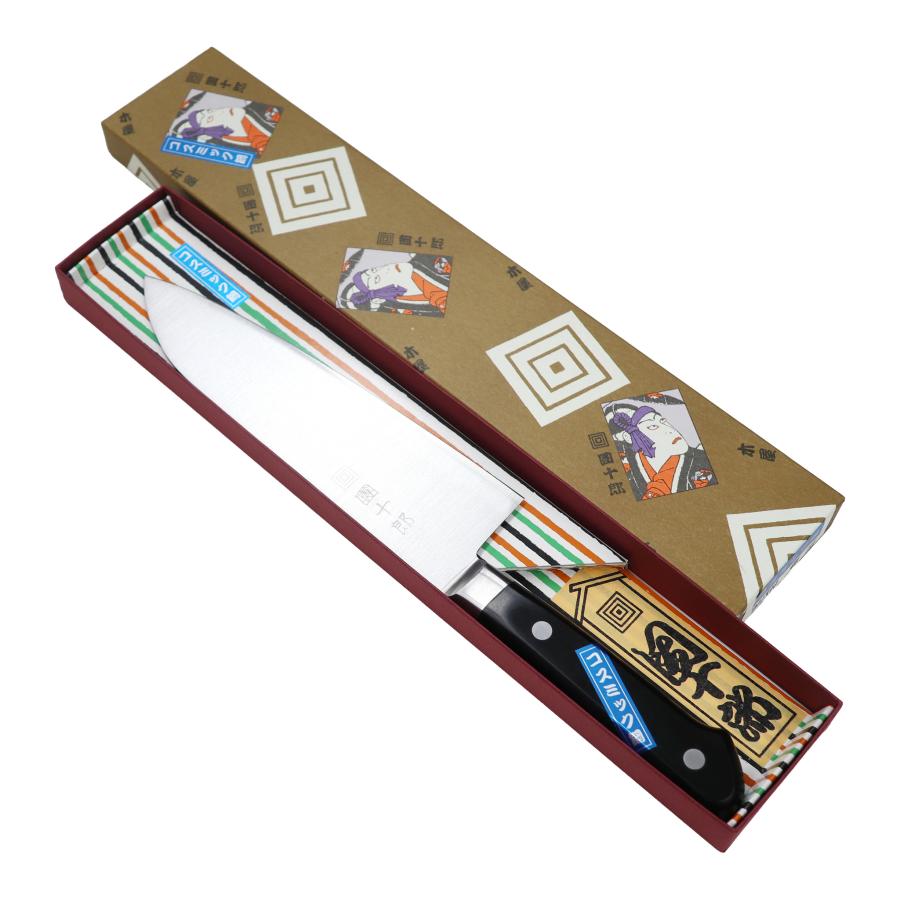 木屋 包丁 日本橋 コスミック團十郎 鎌型 三徳包丁(洋) 鍔付 割込