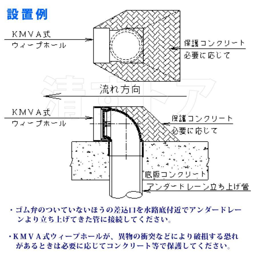 排水孔 水抜管 逆流防止弁付 擁壁 水路 鬼頭忠兵衛 ウィープホール アンダードレーン用 KMVA型 呼び径150mm 8個_5