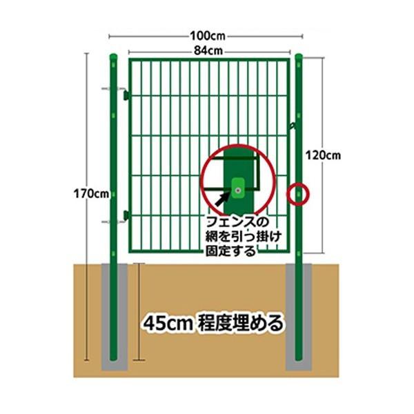 (メーカー直送品) ガーデンゲート アニマルフェンス1.2m用 幅1m×長さ1.2m 金網フェンス用扉 シンセイ AG-120｜kiyo-store｜02