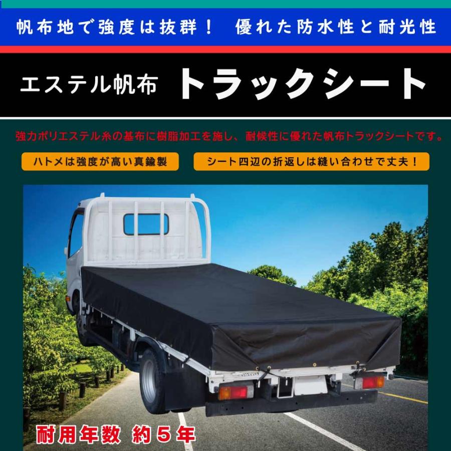 トラックシート 黒 3号 2.3m×3.6m 4枚 中型トラック用 シートゴム付